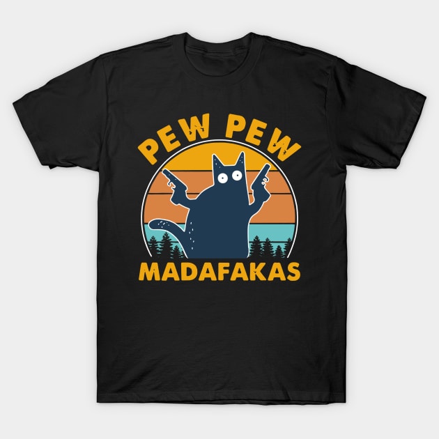 Cat Pew Pew Madafakas Vintage T-Shirt by binnacleenta